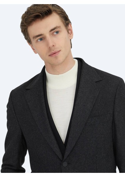 Antrasit Düz Comfort Fit Takım Elbise modelleri