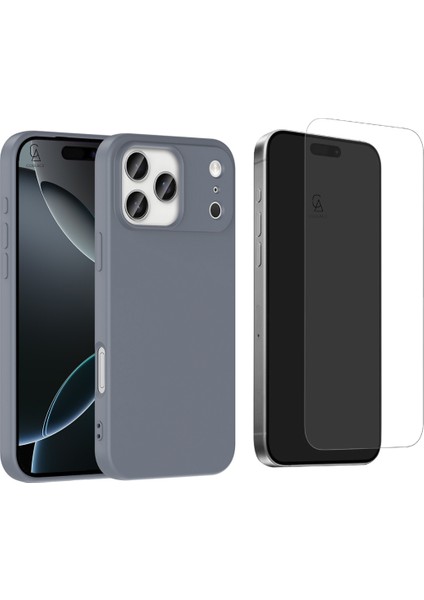 Apple iPhone 17 Pro Uyumlu Içi Kadife Lansman Kılıf ve Temperli Cam Ekran Koruyucu