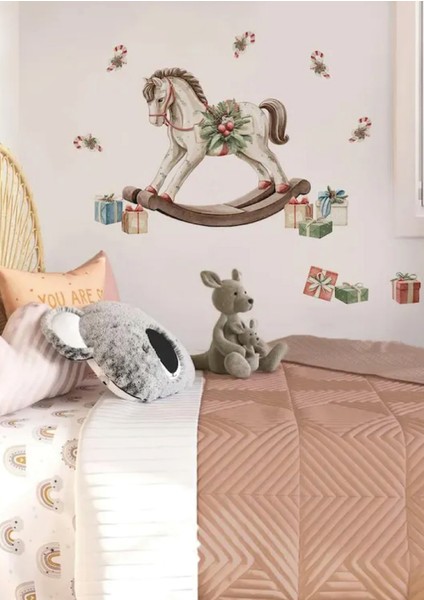 Neşeli Kış Temalı Çocuk Odası Sticker Seti, Yılbaşı ve Noel Dekorasyonu