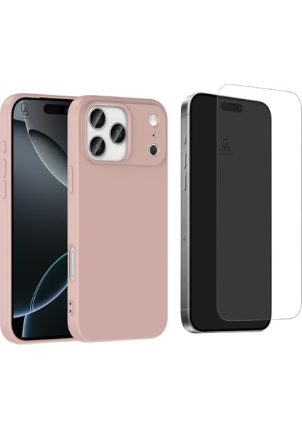 Apple iPhone 17 Pro Uyumlu Içi Kadife Lansman Kılıf ve Temperli Cam Ekran Koruyucu