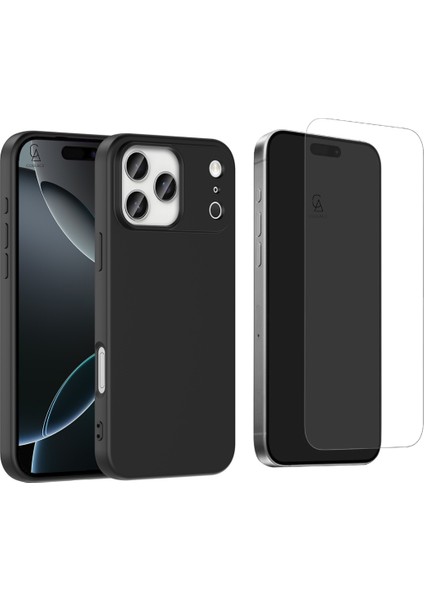 Apple iPhone 17 Pro Uyumlu Içi Kadife Lansman Kılıf ve Temperli Cam Ekran Koruyucu