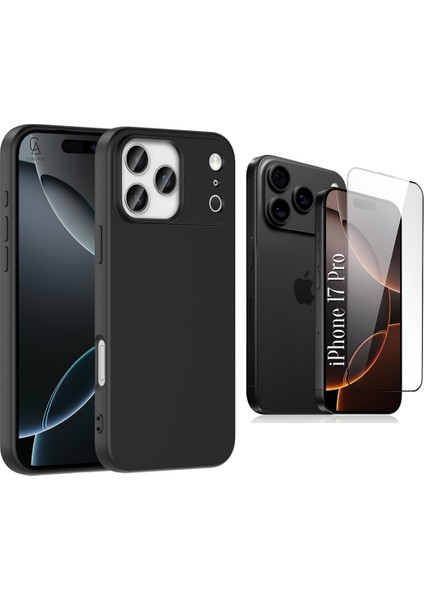 Apple iPhone 17 Pro Uyumlu Içi Kadife Lansman Kılıf ve 5d Tam Kaplayan Cam Ekran Koruyucu