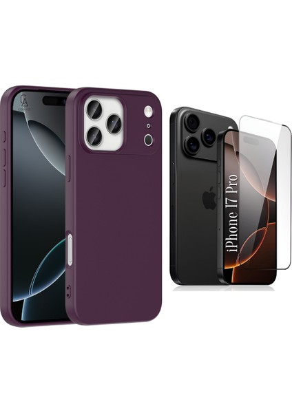 Apple iPhone 17 Pro Uyumlu Içi Kadife Lansman Kılıf ve 5d Tam Kaplayan Cam Ekran Koruyucu