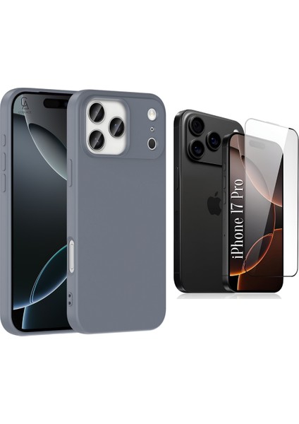 Apple iPhone 17 Pro Uyumlu Içi Kadife Lansman Kılıf ve 5d Tam Kaplayan Cam Ekran Koruyucu