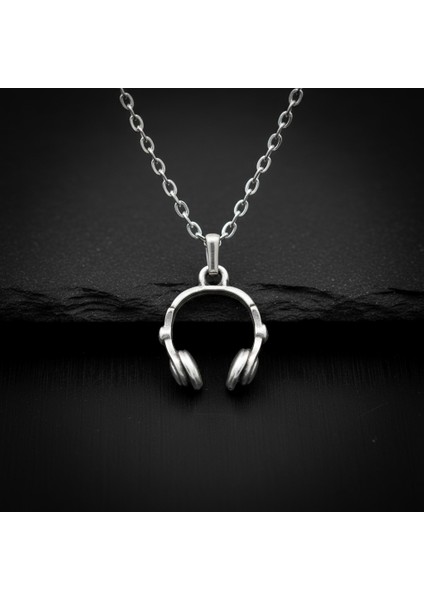 Kulaklık Gümüş Kaplama Düz Zincir Kolye
