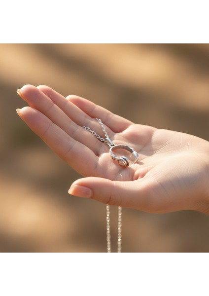 Kulaklık Gümüş Kaplama Düz Zincir Kolye