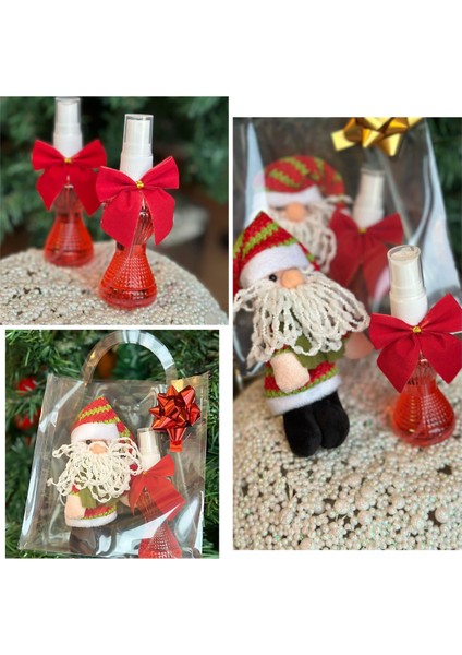 Yılbaşı Özel Lüks Hediye Seti Peluş Noğul Baba Anahtarlık Pudra Sprey Kolonya