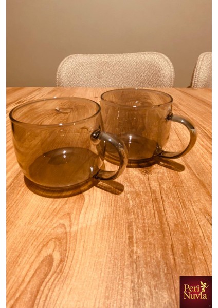 Ikili Estetik Borosilikat Cam Bitki Çayı & Kahve Fincanı Seti