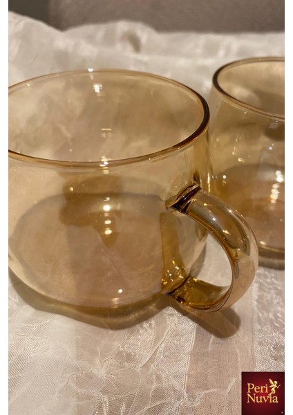 Ikili Estetik Borosilikat Cam Bitki Çayı & Kahve Fincanı Seti