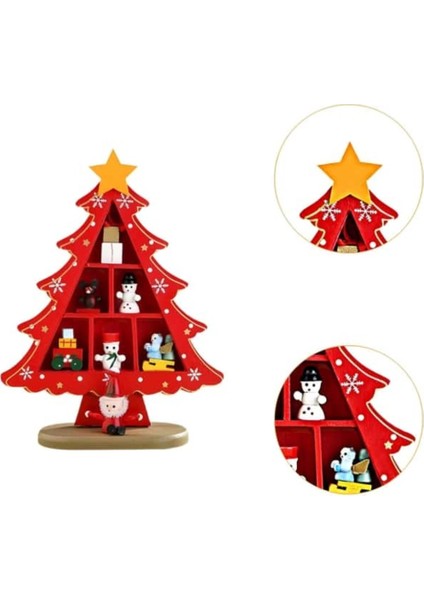 Küçük Ahşap Noel Ağacı ile Şık Yılbaşı Dekoru ve Hediye Seti