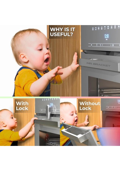 Fırın Kapağı Kilidi Isıya Dayanıklı Yapışkanlı Gri Beyaz - Bebek Güvenliği Çocuk Emniyet Kilit modelleri