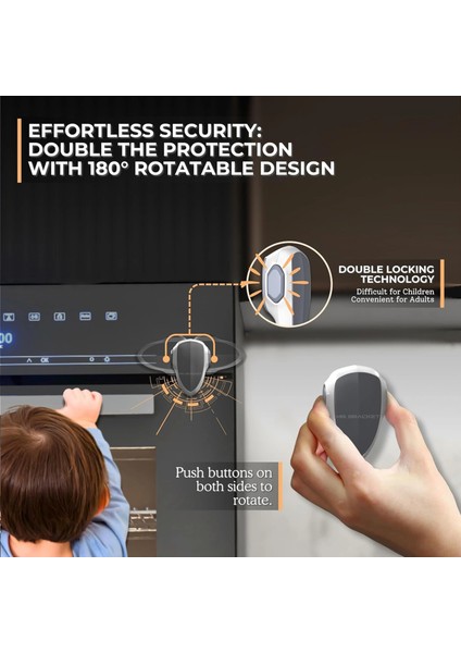Fırın Kapağı Kilidi Isıya Dayanıklı Yapışkanlı Gri Beyaz - Bebek Güvenliği Çocuk Emniyet Kilit fırsatları