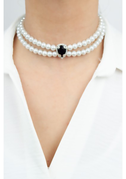 Damla Kristal Cam Inci Abiye Kolye