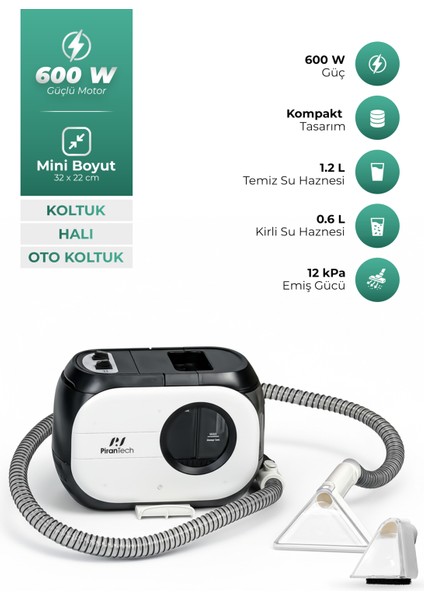 KT-088 Koltuk ve Halı Yıkama Makinesi : Derinlemesine Leke Çıkarma Gücü 600W!