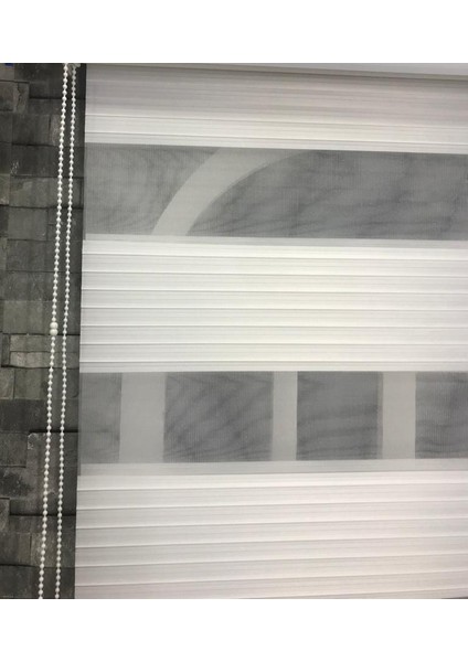 Pliseli Stor Zebra Sert Plastik Kasalı Ekru Perde STB481-PD