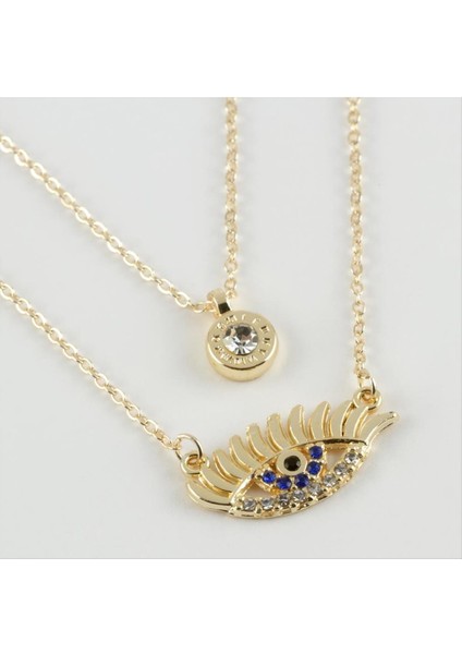 Xmpdby Göz Figürlü Yeni Sezon Ikili Kolye-Sarı fiyatları