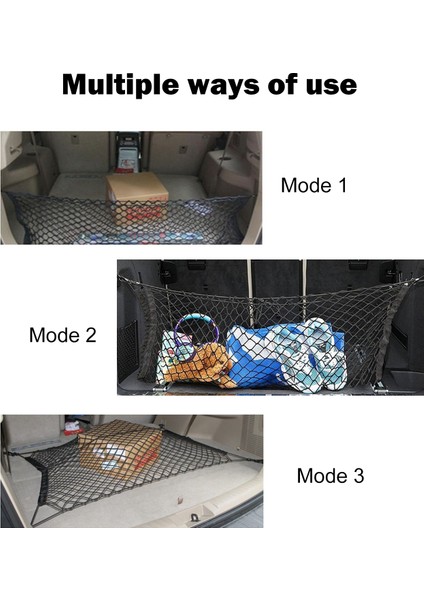 Fahren 39 &quot x 16&quot Araba Arka Bagaj Kargo Ağları Depolama Çantası Organizatörü Otomobil Kamyon Suv Jeep Çift Katman Naylon Mesh Net - Siyah (Yurt Dışından) fırsatları