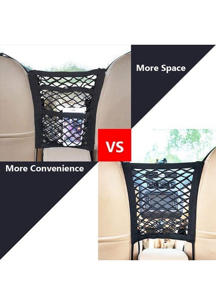 3x 3 Katmanlı Araba Örgüsü Gerilebilir Koltuk Arka Çantası Arka Koltuk Evcil Hayvan Çocuklarının Bariyeri Kargo Dokusu Çanta Sahibi (Yurt Dışından)