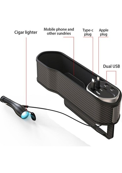 Araba Organizatör Çok Fonksiyonlu Araç Saklama Kutusu Araç Iç Mekan Malzemeleri Saklama Kutusu Type-C Çift USB Kablosuz Şarj (Yurt Dışından) fiyatları