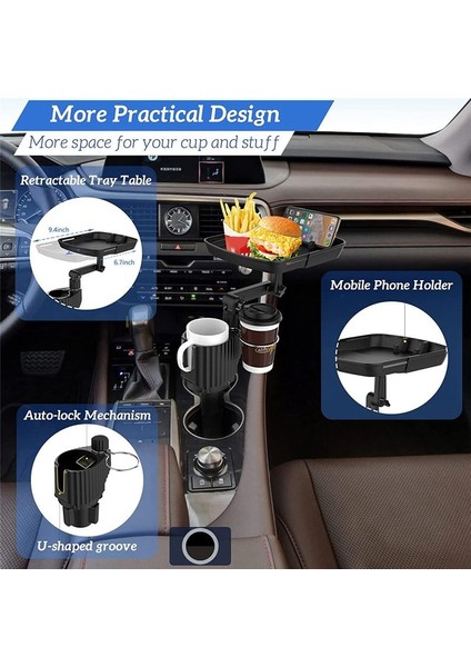 Çıkarılabilir Tepsi Çok Fonksiyonlu Araba Gıda Tepsisi ile Araba Kupası Tutucu Genişletici Çift Kupa Tutucu ile Yemek Için Tepsisi Tablo (Yurt Dışından) fırsatları