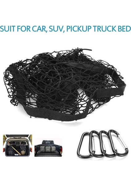 Pocket Bagaj Depolama Çantası Depolama Ağır Kargo Ağı Araba Suv Kamyonet Yatağı Siyah Örgü Kemer 4 Kanca ve Döngüler Için Uygun (Yurt Dışından) indirimleri