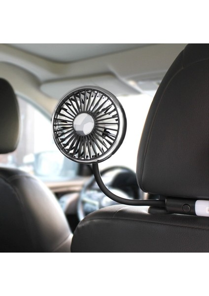 Arka Koltuk Için Araba Fanı LED Işıklı Çift Kafa Hortumu Araba Koltuğu Fanı Araba Için Taşınabilir USB Fanı 3 Hız Soğutan Araba Fanları (Yurt Dışından)