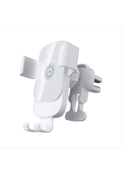 Beyaz Kablosuz Araba Şarj Cihazı Telefon Tutucusu 15W Hızlı Şarj Otomatik Kenetleme Telefon Tutucusu (Yurt Dışından)