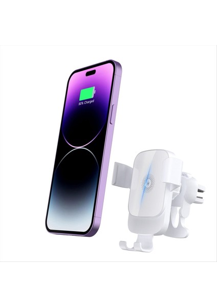 Beyaz Kablosuz Araba Şarj Cihazı Telefon Tutucusu 15W Hızlı Şarj Otomatik Kenetleme Telefon Tutucusu (Yurt Dışından) indirimleri