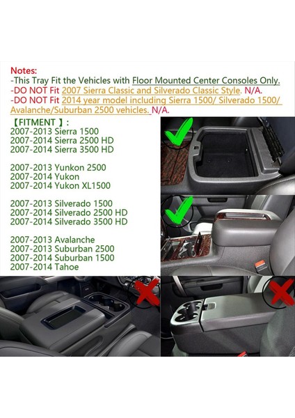 Chevrolet Avalanche Tahoe Silverado Banliyö Için Merkez Konsol Organizatör Depolama Tepsisi 1500 2500 Sierra Pickup (Yurt Dışından) indirimleri