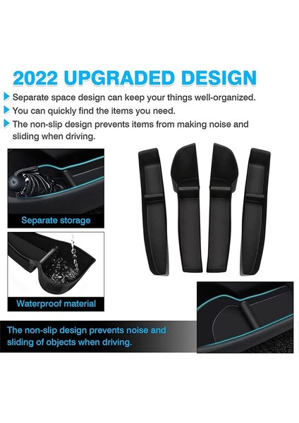 Tesla Model 3 Için 2017-2023 Kapı Yan Depolama Kutusu Kapı Tutucu Kolçak Tepsisi Organizatör Ön ve Arka Kapı Siyah 4 Pcs (Yurt Dışından) indirimleri