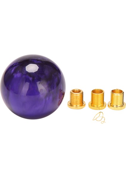 Mermer Tarzı Yuvarlak Top Dişli Vites Düğmesi Akrilik Vites Değiştirici Düğmeleri Manuel Araba Mor Için 3 Adaptör ile Sopa Vites Kolları (Yurt Dışından)