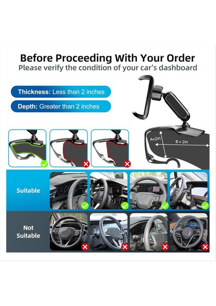 2pcs Araba Telefon Klip Tutucu Gösterge Tablosu Çok Fonksiyonlu Araba Gösterge Tablosu Akıllı Telefonlar Için Telefon Tutucu Araba Dash Standı (Yurt Dışından) fiyatları