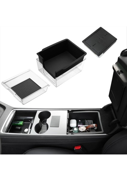 Tesla Model 3 Model Y 2021-2023 Merkez Konsolu Organizatör Tepsisi Gizli Kolçak Gizlilik Saklama Kutusu - 3 Pcs (Yurt Dışından) modelleri