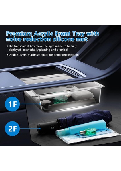 Tesla Model 3 Model Y 2021-2023 Merkez Konsolu Organizatör Tepsisi Gizli Kolçak Gizlilik Saklama Kutusu - 3 Pcs (Yurt Dışından) indirimleri