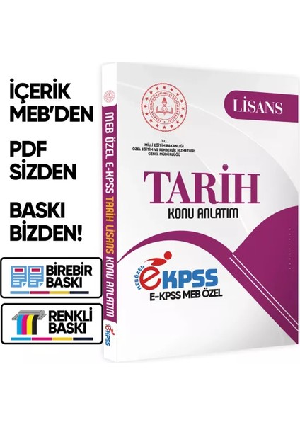 2026 Meb Özel Ekpss Lisans Tarih Konu Anlatımı Kitabı (A4 Büyük Boyutlu Renkli Baskı)Baskı Ücreti