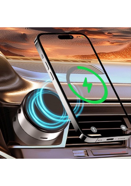 Magsafe Araba Montaj Şarj Cihazı Için 15W Hızlı Şarj Kablosuz Araç Şarj Cihazı Hava Havalandırma Gösterge Tablosu Manyetik Telefon Tutucu (Yurt Dışından) modelleri