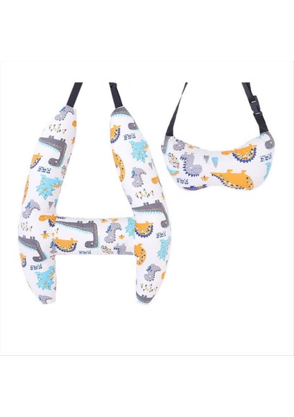 Araba H Şekil Kapsamı Yastığı Çocuk Araç Uyku Güvenliği Seyahat Yastığı Dinozor Deseni Yıkanabilir Konforlu Yumuşak Sides (Yurt Dışından)