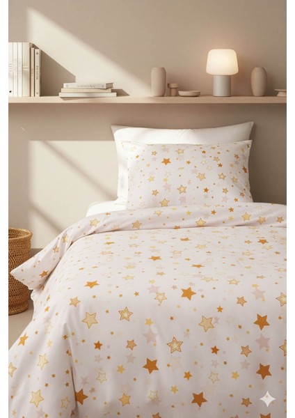 Yıldız Pamuklu Ranforce Tek Kişilik Nevresim Seti - Sarı