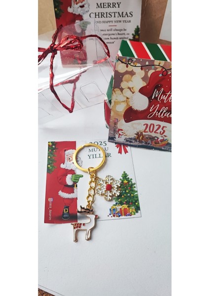 Yılbaşı Temalı Anahtarlık ve Çanta Süsü, Kutulu, Hediyelik, Büyüleyici Tasarım