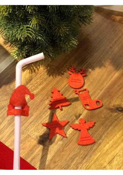 Yılbaşı Noel Temalı Keçe Pipet Süsleri, 10 Adet Karışık Renkli ve Şık Tasarımlar indirimleri