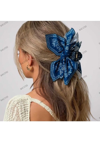 Mavi Desenli Fiyonk Tasarım Mandal Toka (BC-1241) fiyatları