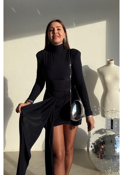 Siyah Drapeli Mini Elbise modelleri