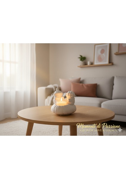 Beyaz Kış Temalı El Yapımı Taş Tozu Dekoratif Mumluk fiyatları