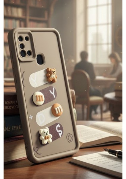 Samsung Galaxy A21S Uyumlu Kılıf Kahverengi Renk Ayıcık Figürlü 3D Kamera Korumalı Darbe Emici Yumuşak Silikon Kapak fiyatları