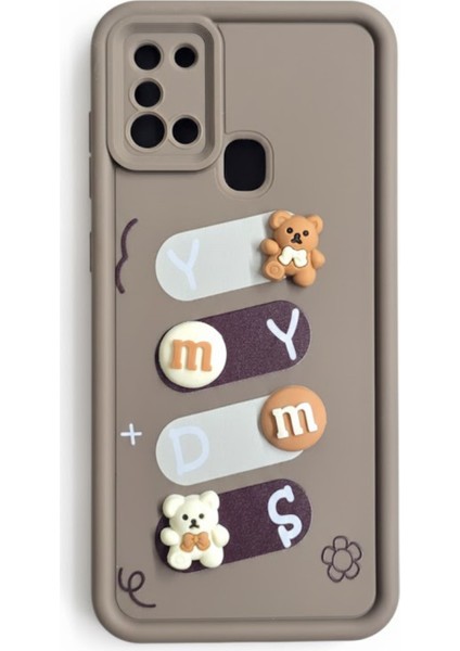 Samsung Galaxy A21S Uyumlu Kılıf Kahverengi Renk Ayıcık Figürlü 3D Kamera Korumalı Darbe Emici Yumuşak Silikon Kapak fırsatları