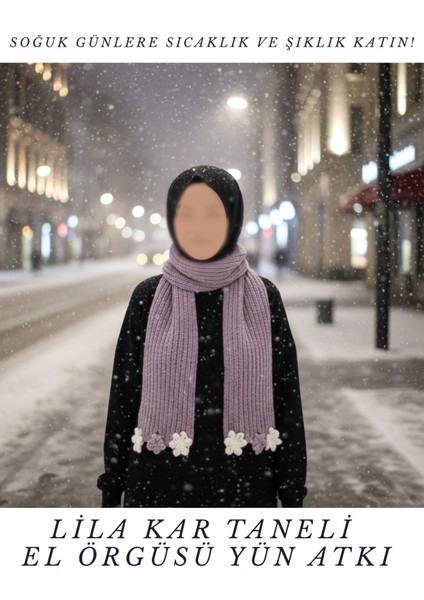 Kar Taneli El Örgüsü Yün Atkı modelleri