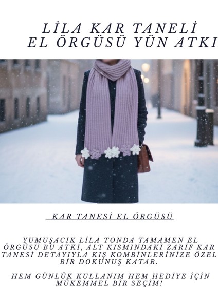 Kar Taneli El Örgüsü Yün Atkı fırsatları