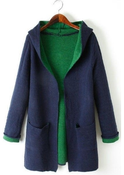 Günlük Renkli Kapüşonlu Spor Kadın Ceket