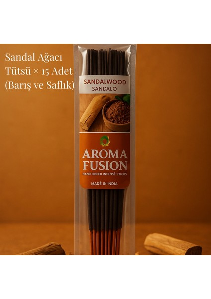 Aroma Fusion Sandal Ağacı Tütsü - Premium Tütsü × 15 Adet (Huzur ve Ortam Temizliği)