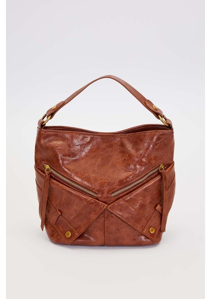 Koyu Kahve Cep Görünümlü El Çantası